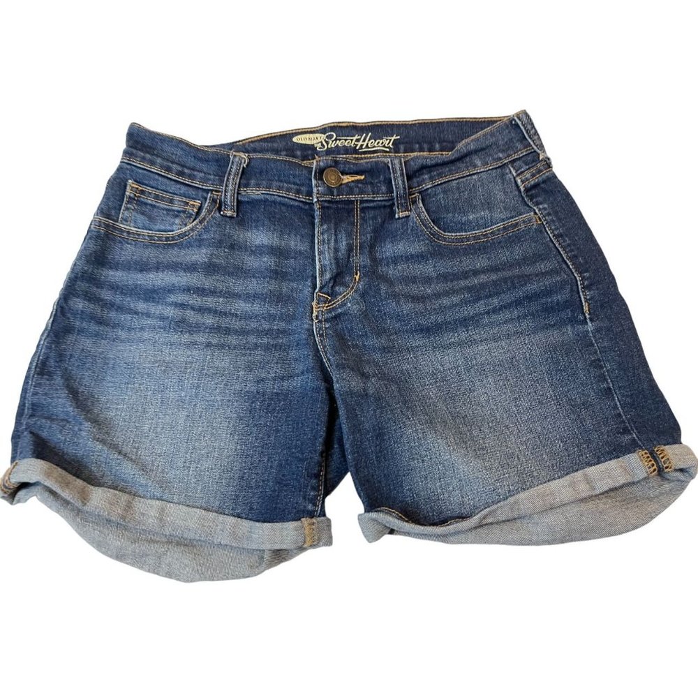 Old Navy Womens Denim Shorts The Sweetheart Roll Cuffed Hem Mid Rise Blue Size 2